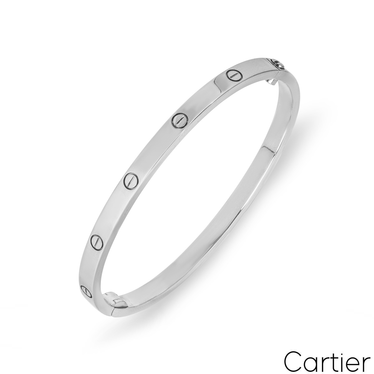 Cartier White Gold Plain Love Bracelet SM Size 19 B6047419